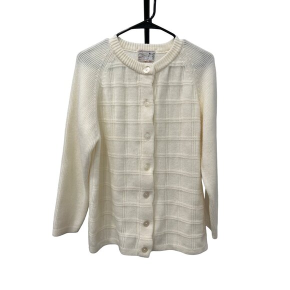 Vintage Ivory Button Up Long Sleeve Cardigan SZ Medium - Picture 1 of 8